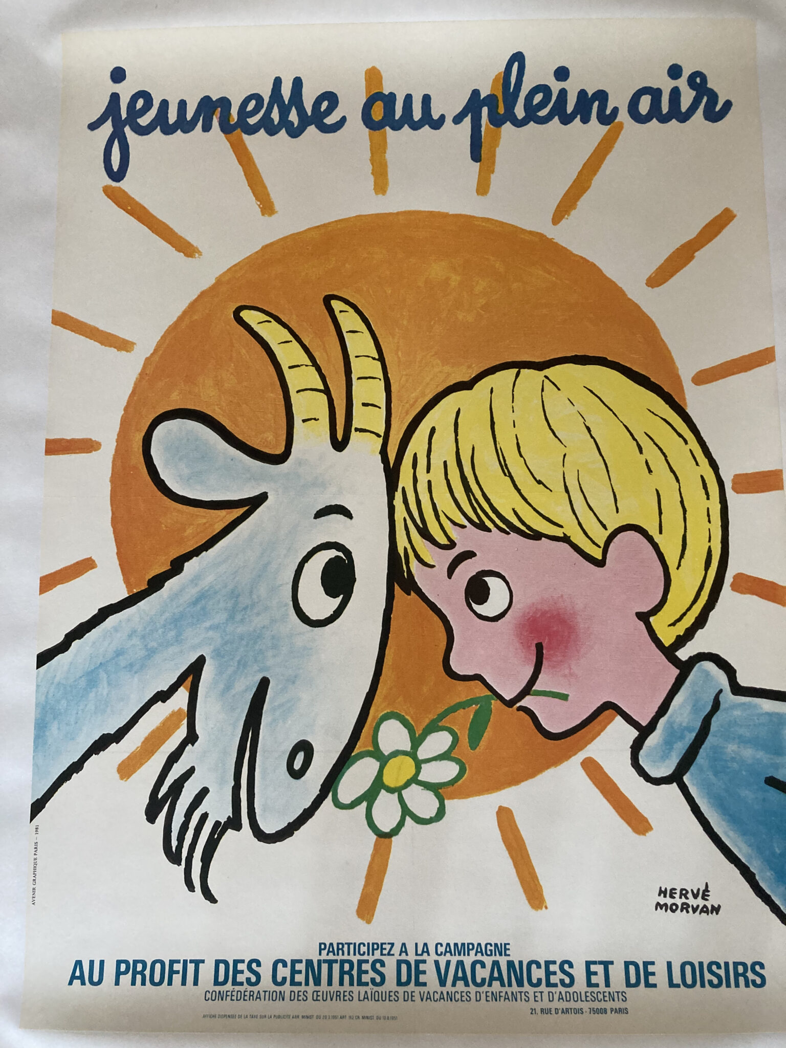 Jeunese au plein air(la chevre)1981 子供は外で遊ぼう Herve Morvan(エルベ・モルヴァン)-ポスター