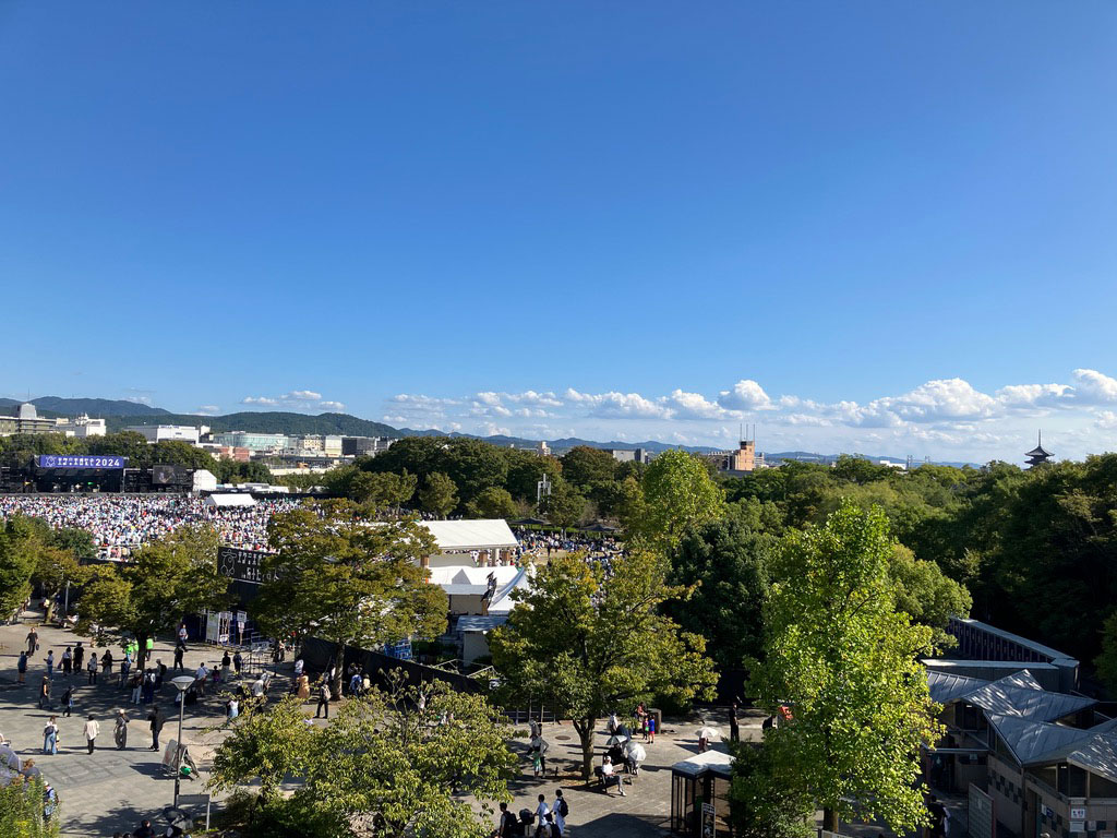 バルコニーからの眺め右側には東寺の五重塔が見える