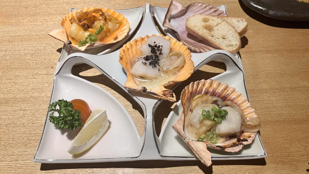 ひおうぎ貝3種焼き