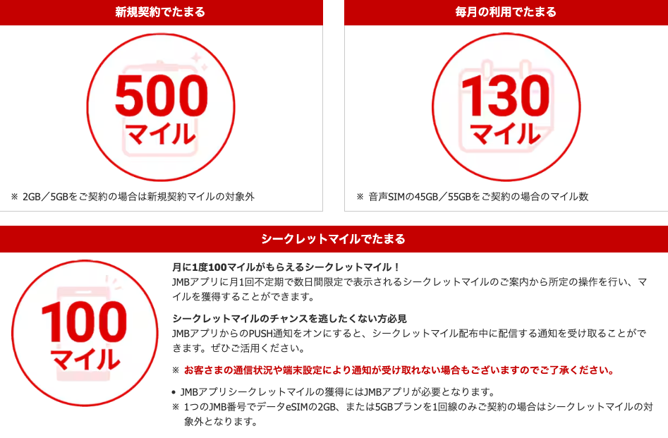 JAL Mobileマイルの付与について