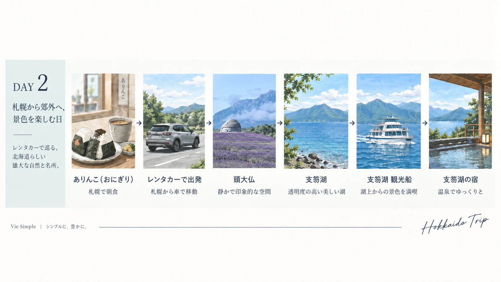 札幌から頭大仏と支笏湖へ。観光船と湖畔の宿を楽しむ2日目の行程